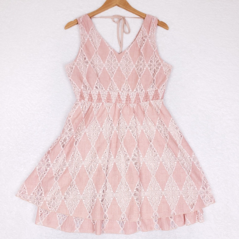 American Rag‎ Sleeveless Lace Dress Size L Pink Coquette Cottagecore Romantic